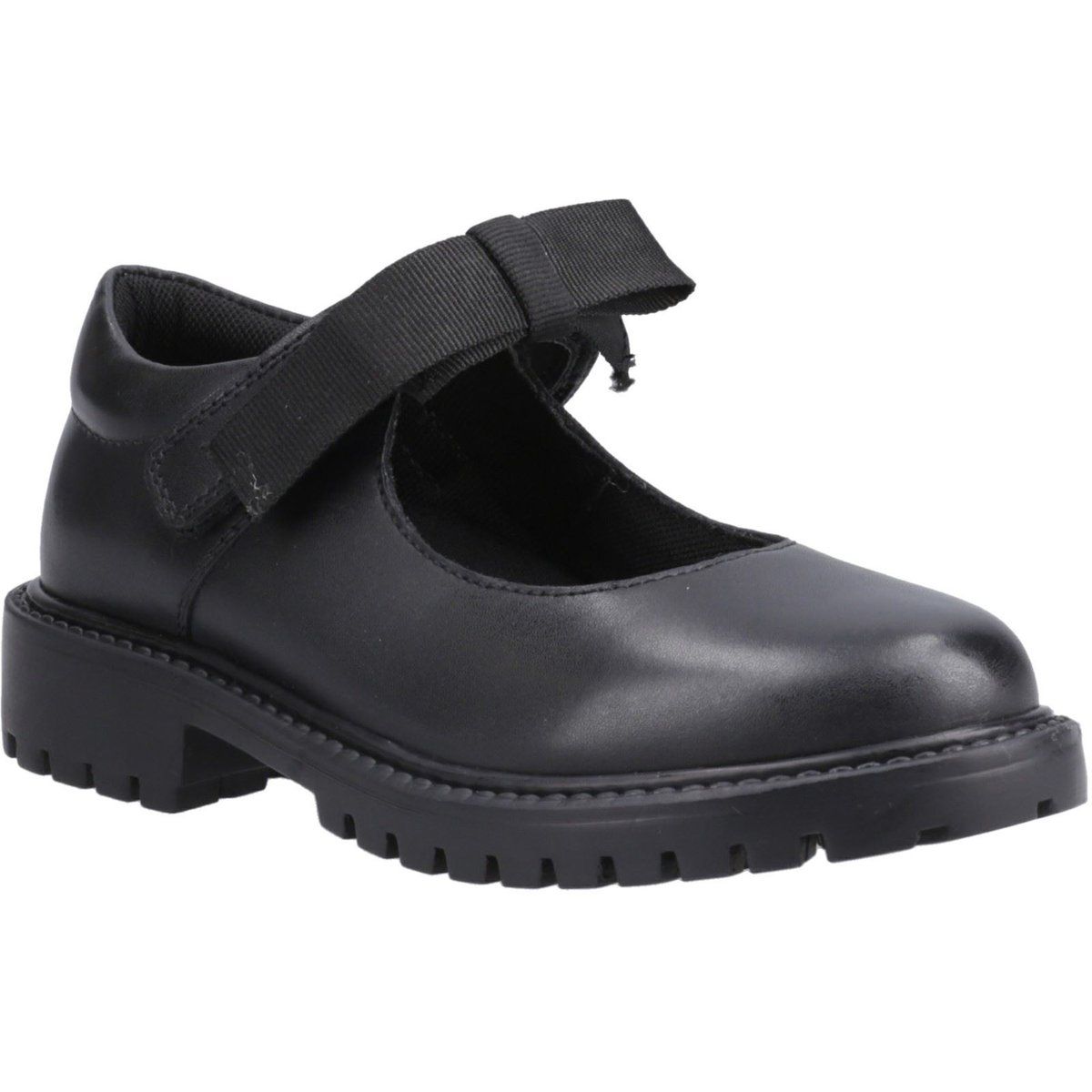 Hush Puppies Astrid Schleife Leder Mädchenschuhe Schwarz