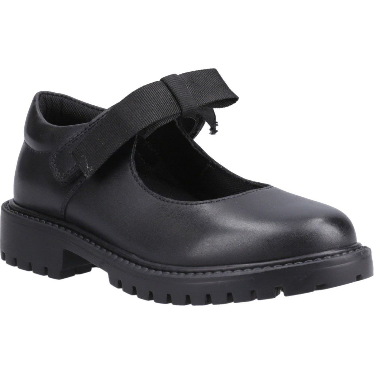 Hush Puppies Astrid Schleife Leder Mädchen Schwarz Schuhe