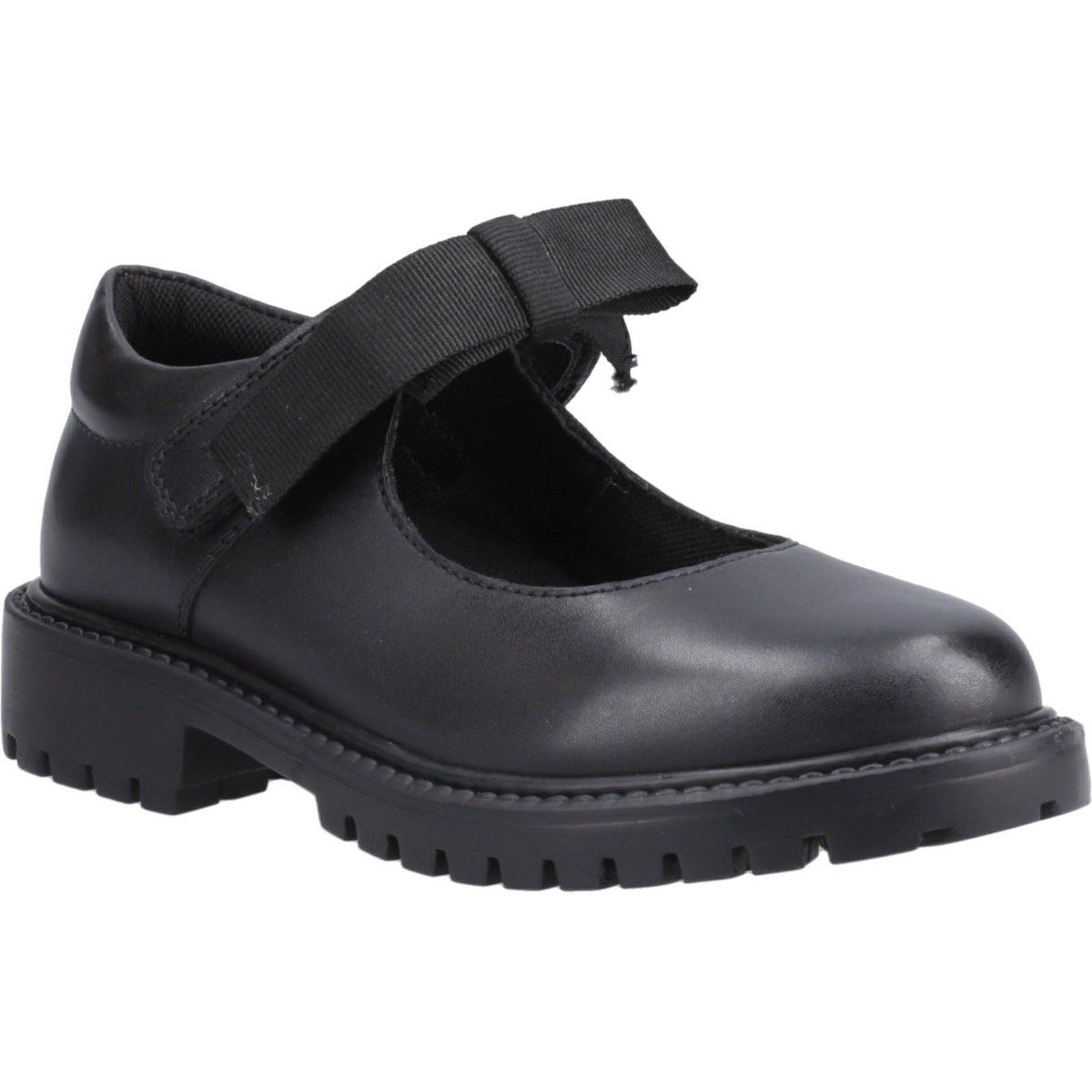Hush Puppies Astrid Schleifen Leder Mädchen schwarze Schuhe