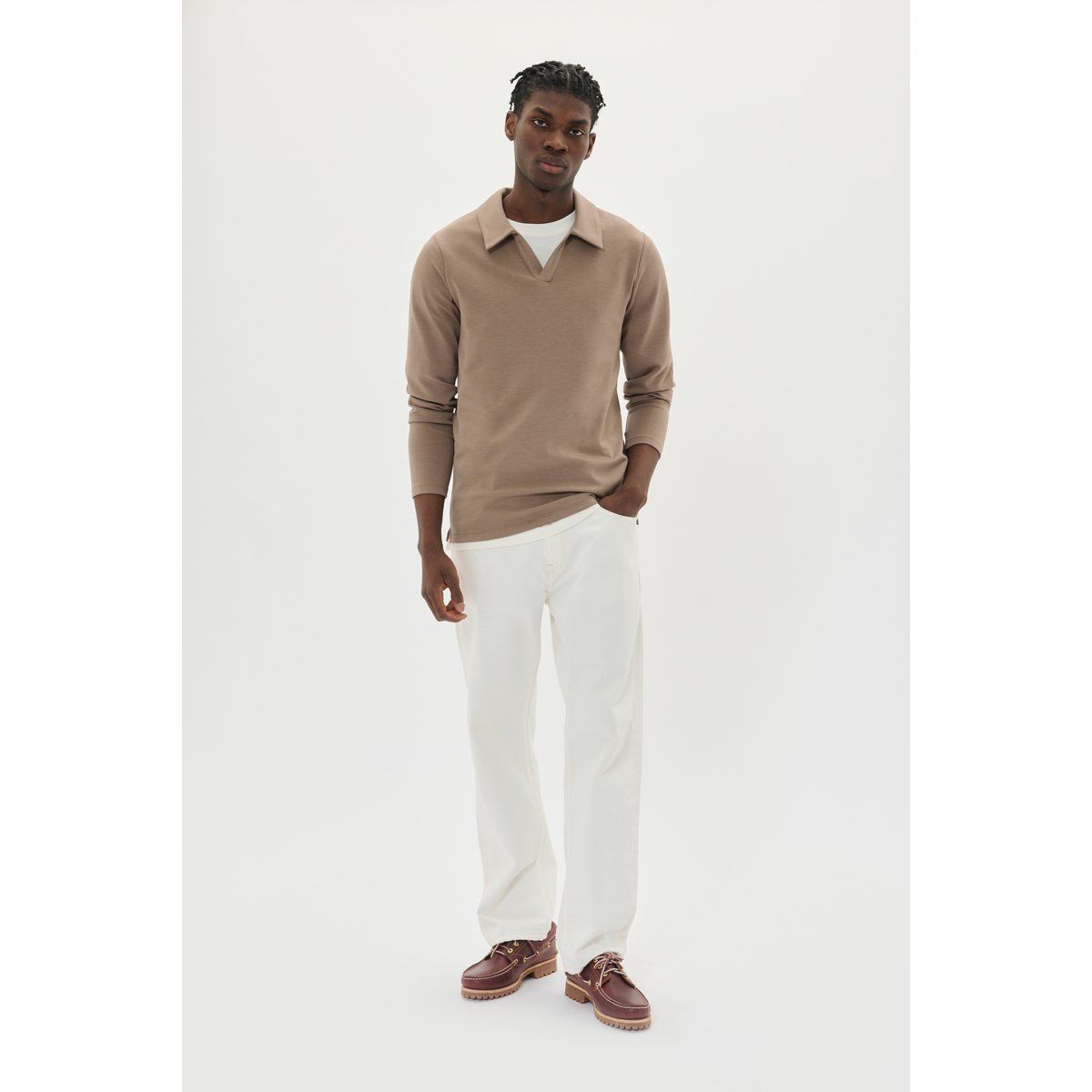 Langärmeliges Strickpolohemd