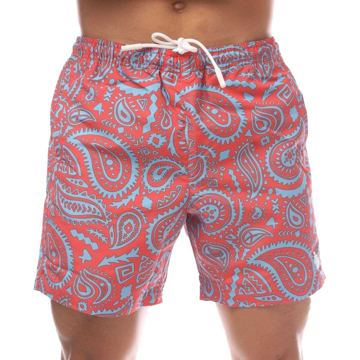 Gemusterte Badeshorts mit Kordelzug