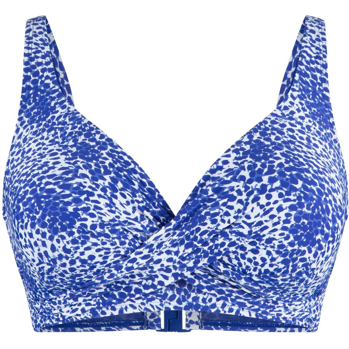 Blau-weiß gemustertes Bikinioberteil