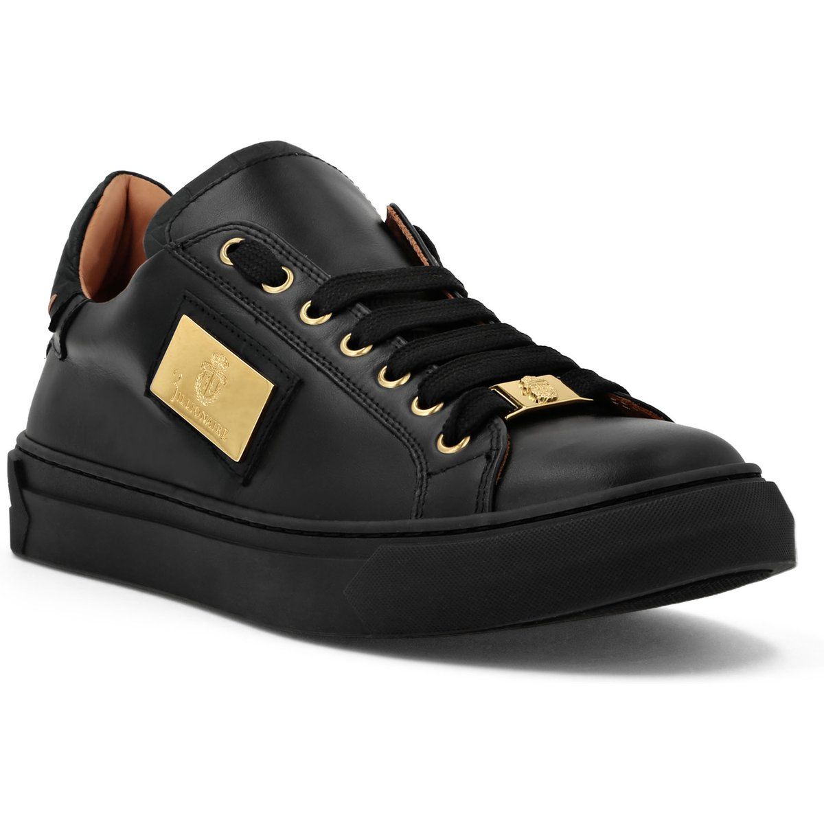 Schwarze Low-Top-Sneakers aus Leder