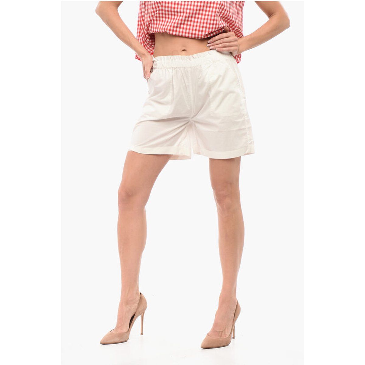 Weiße Popeline-Baumwoll-Sommer-Shorts