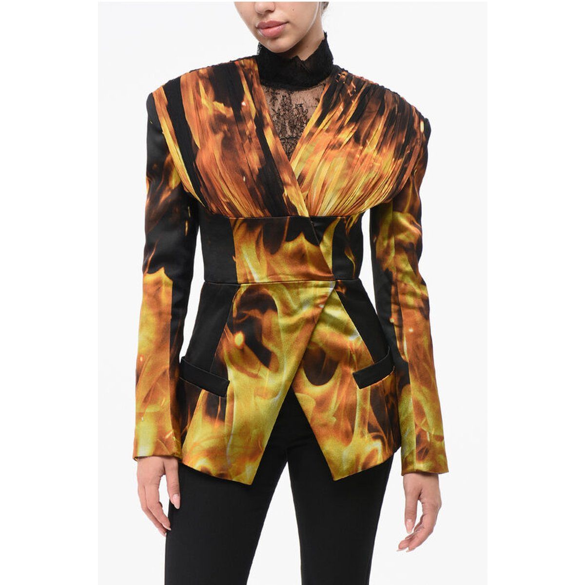 Blazer aus Satin mit Feuerprint
