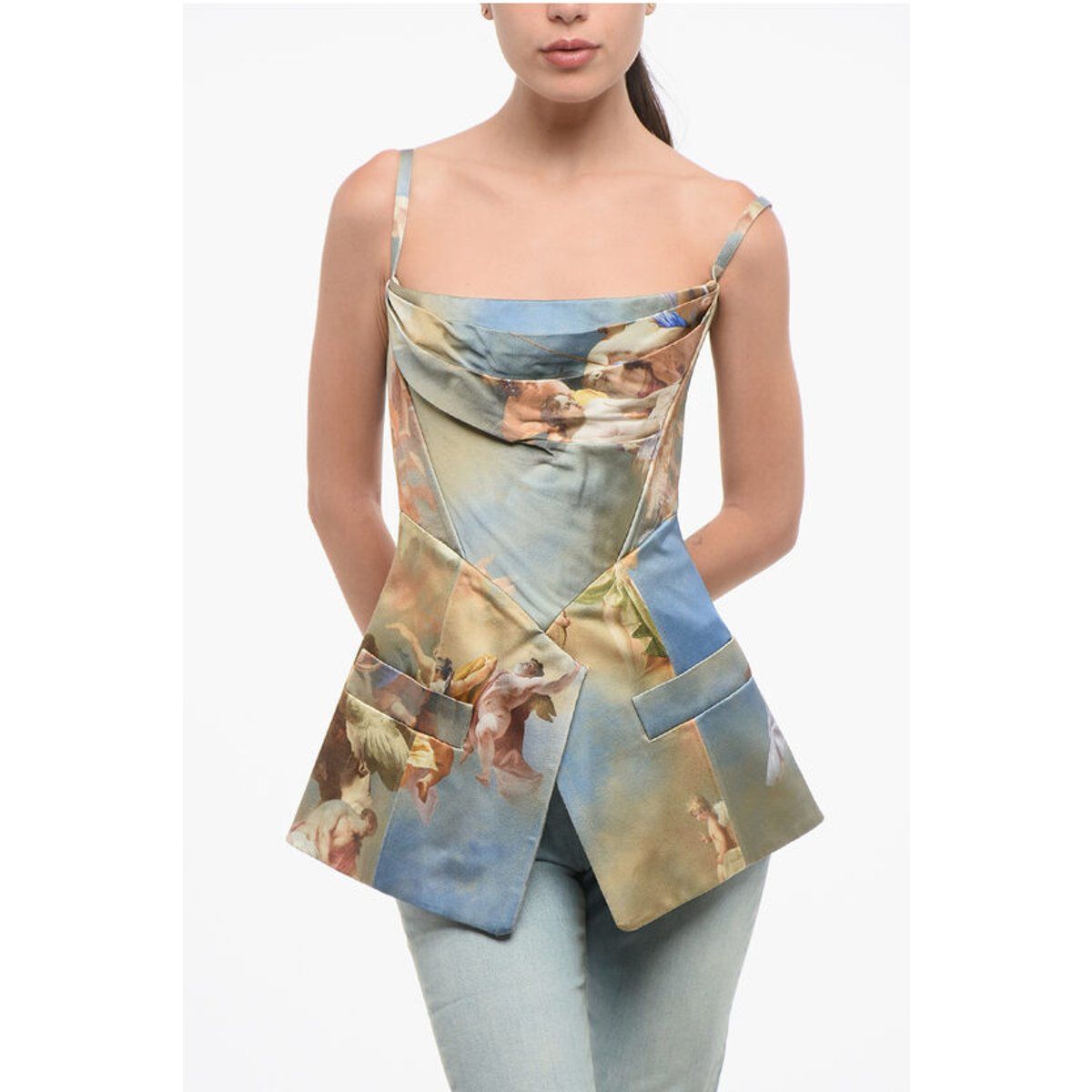 Bedrucktes Satin-Korsett-Top