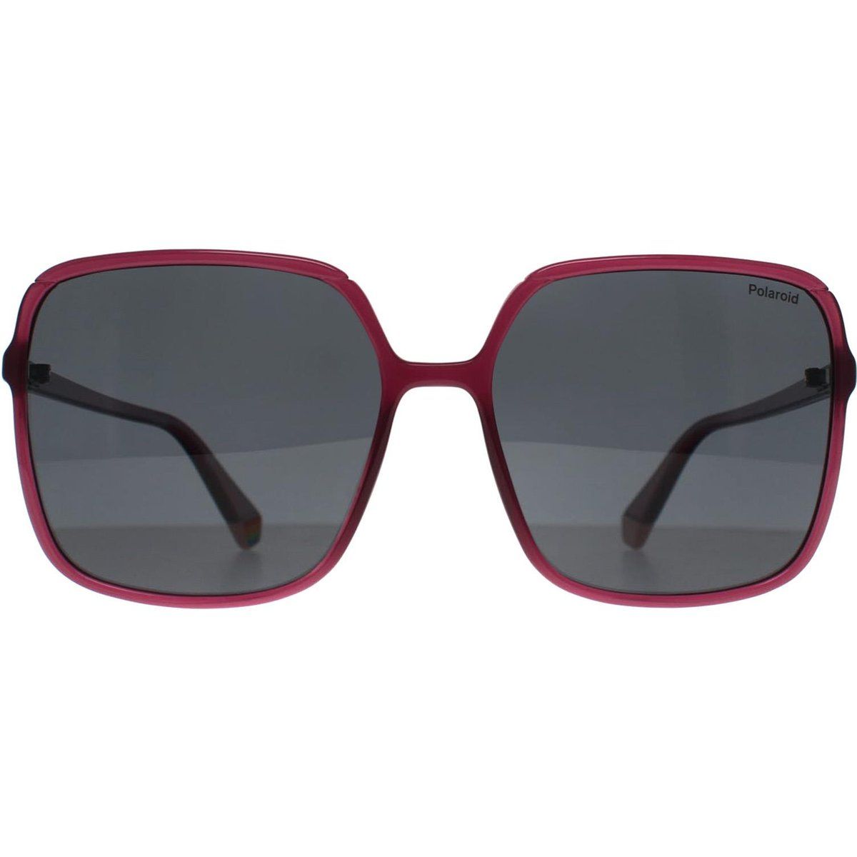 Übergroße, quadratische, fuchsiafarbene Sonnenbrille
