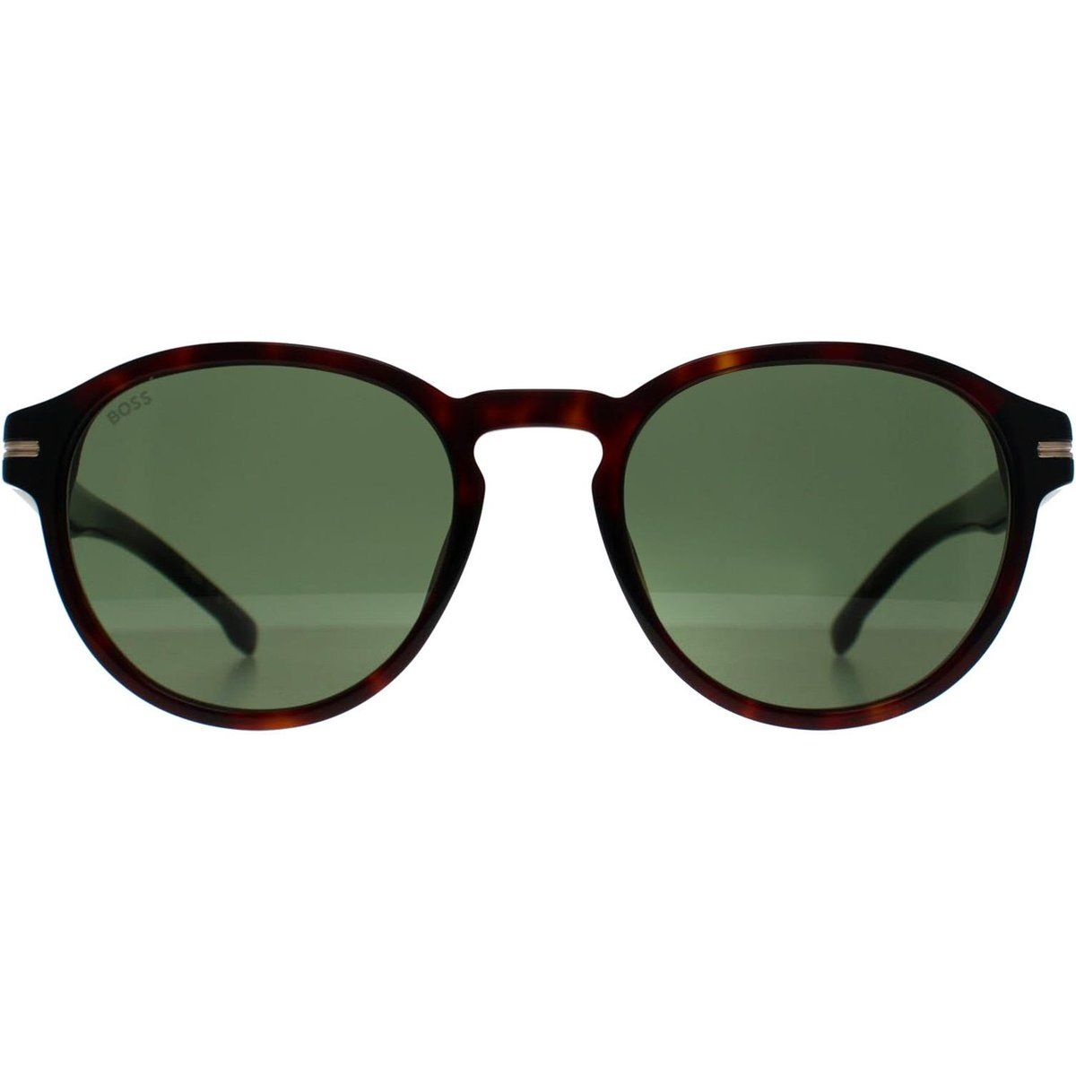 Runde Havana Sonnenbrille mit grünen Gläsern