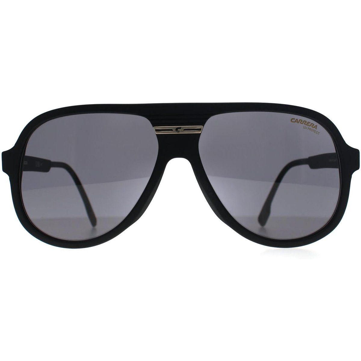 Matte Schwarze Pilotenbrille mit goldenen Details
