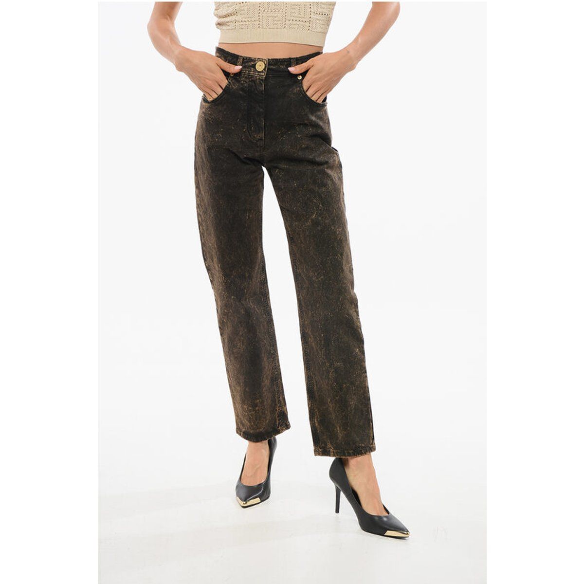 Straight-Fit-Denim mit Acid-Wash