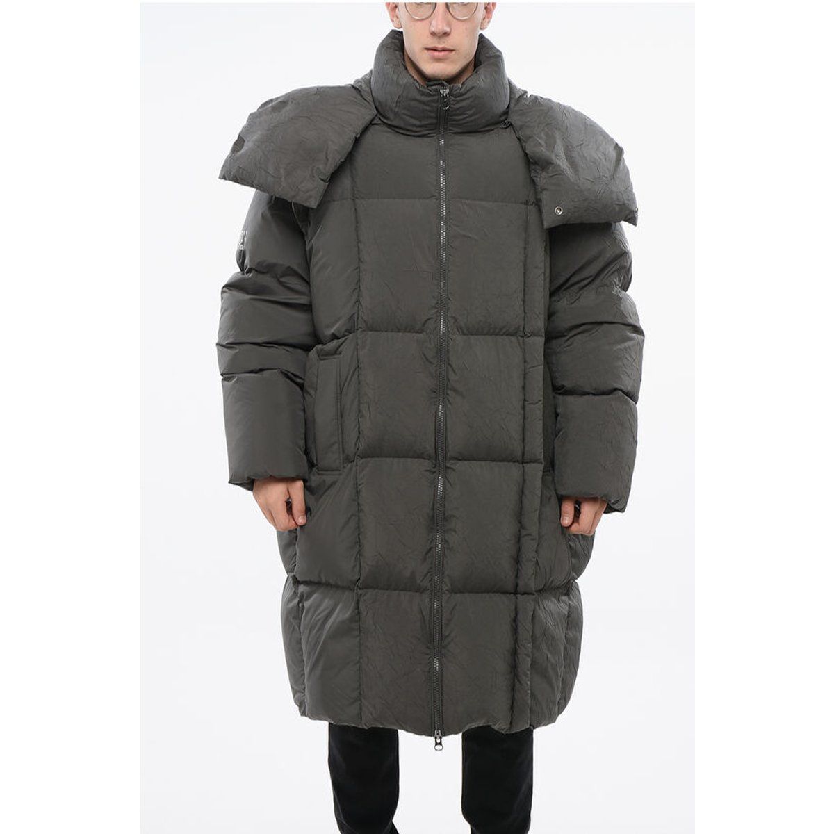 Übergroßer Maxi-Puffer-Mantel mit Kapuze