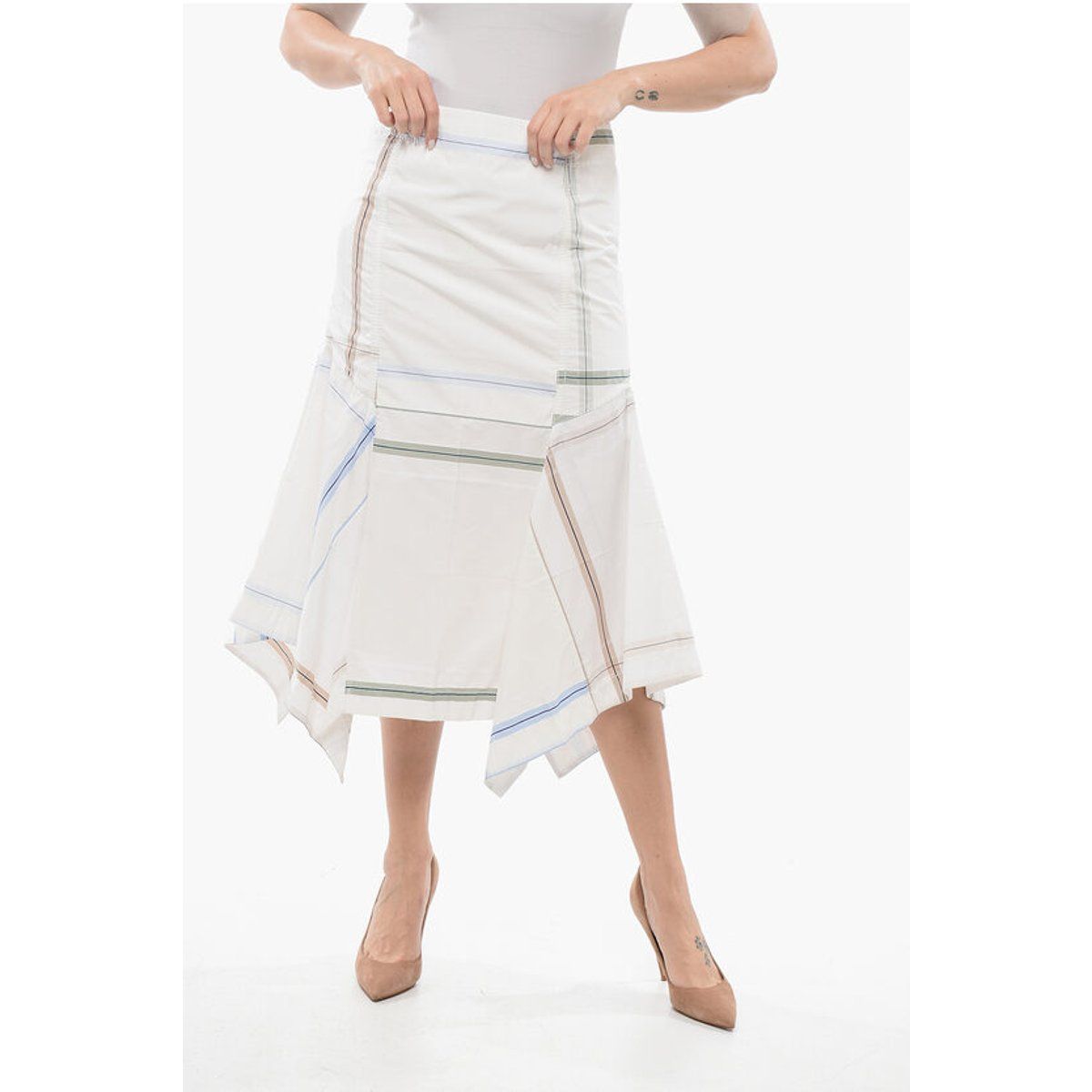 Asymmetrischer Baumwollrock mit Einsätzen