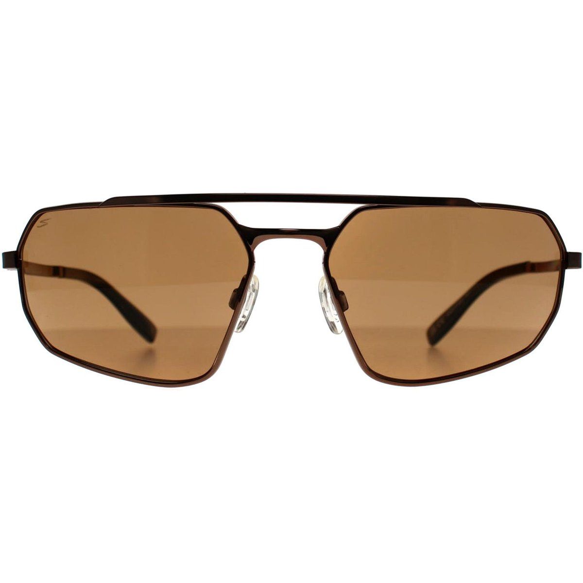 Rechteckige Pilotenbrille mit braunen Gläsern