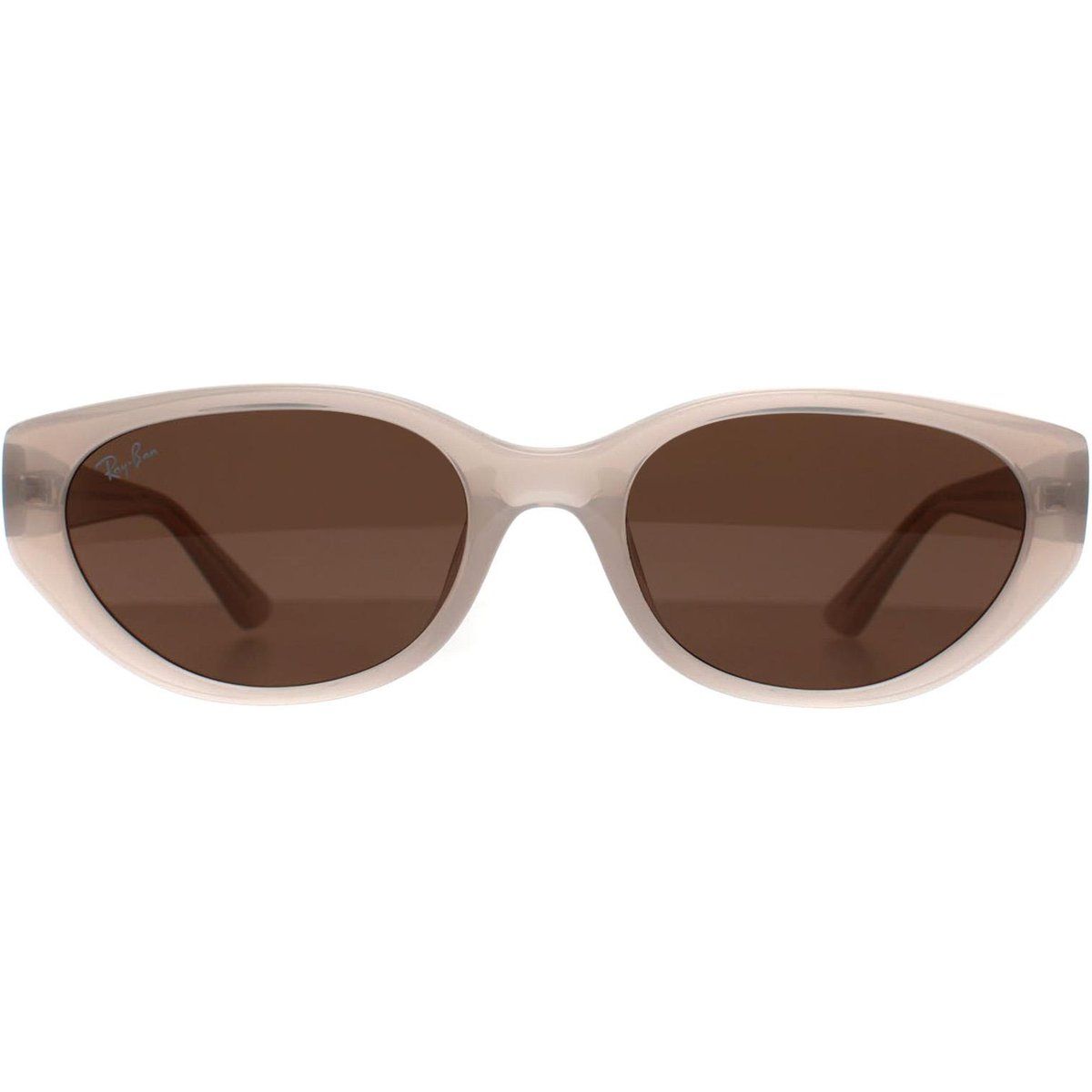 Sonnenbrille mit ovalem Rahmen in Beige Opal