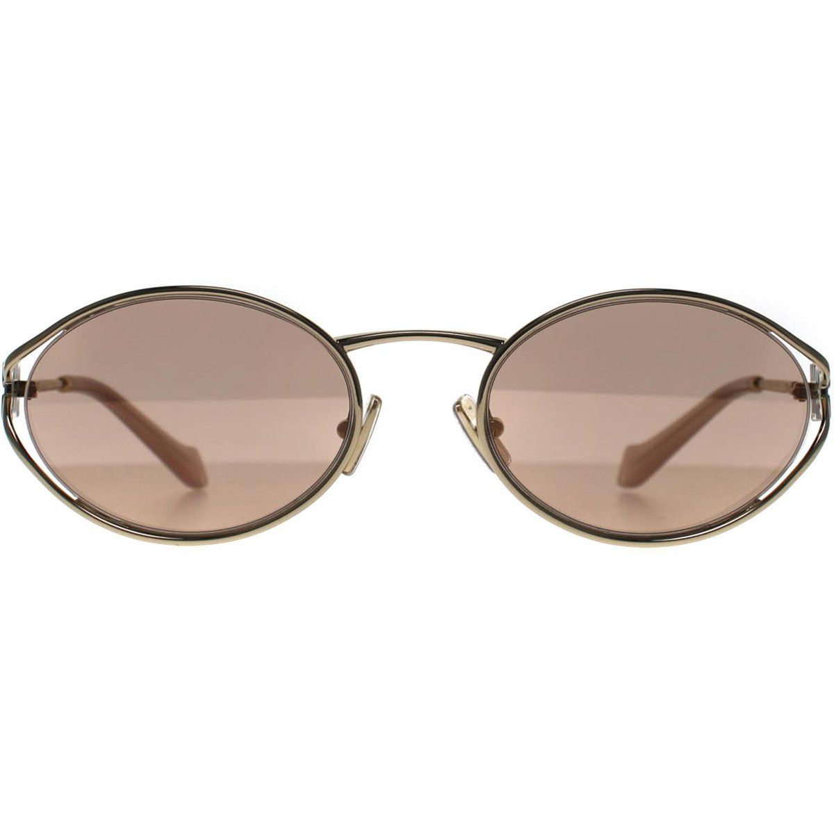 Ovale Drahtgestell-Sonnenbrille mit Verspiegelung