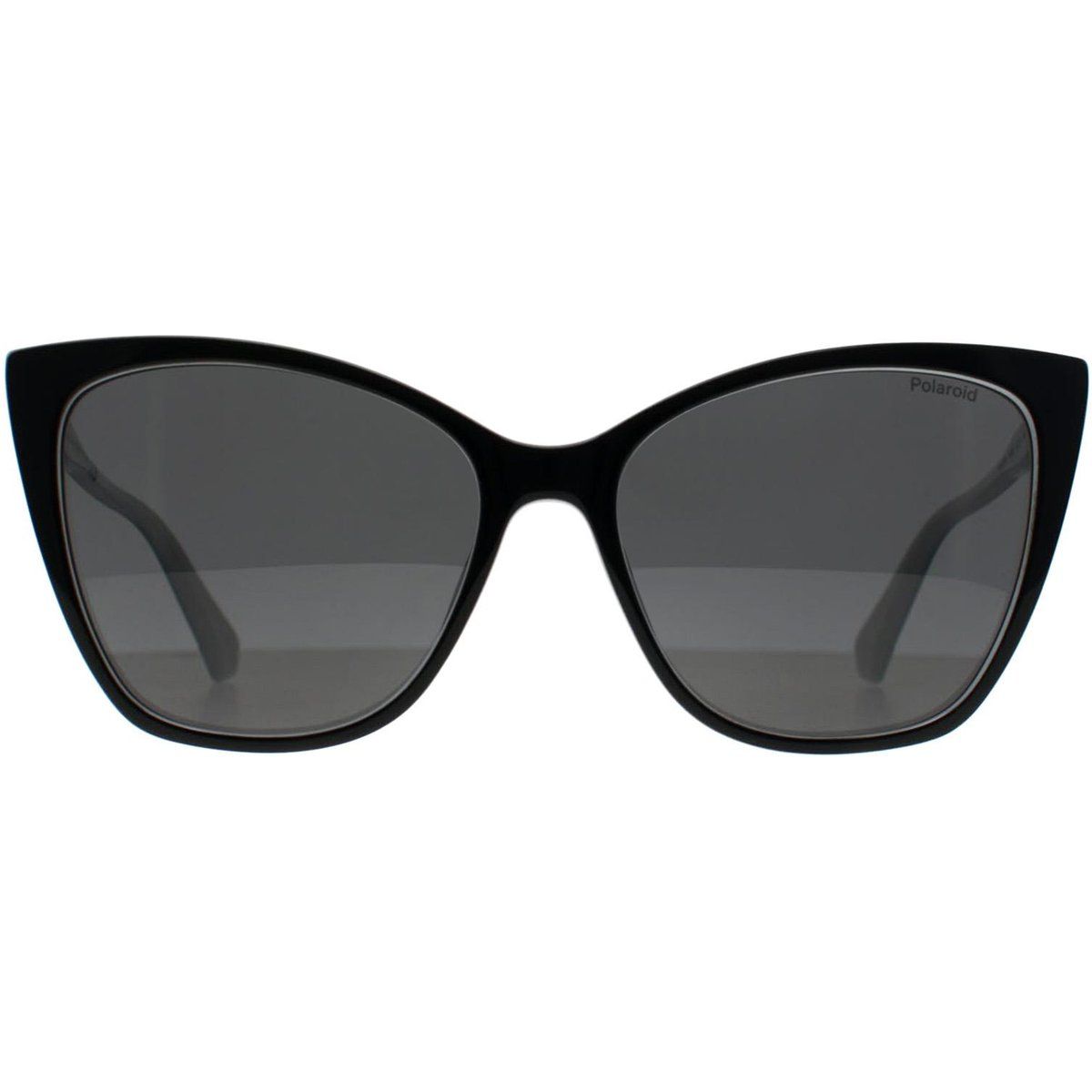 Schwarze Cat-Eye Sonnenbrille mit grauen Gläsern