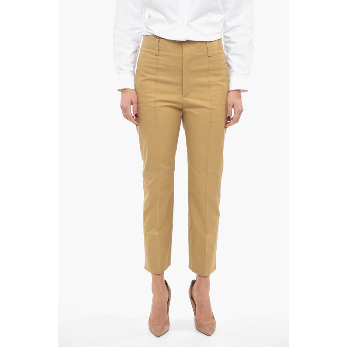 Konische Baumwollhose mit Bundfalten