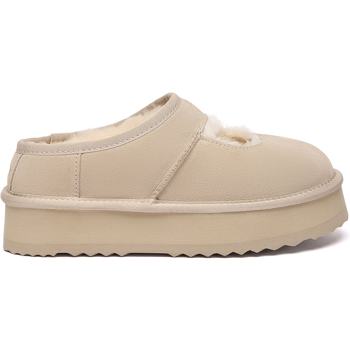 Damen Plateau Wildleder Mary Jane Hausschuhe