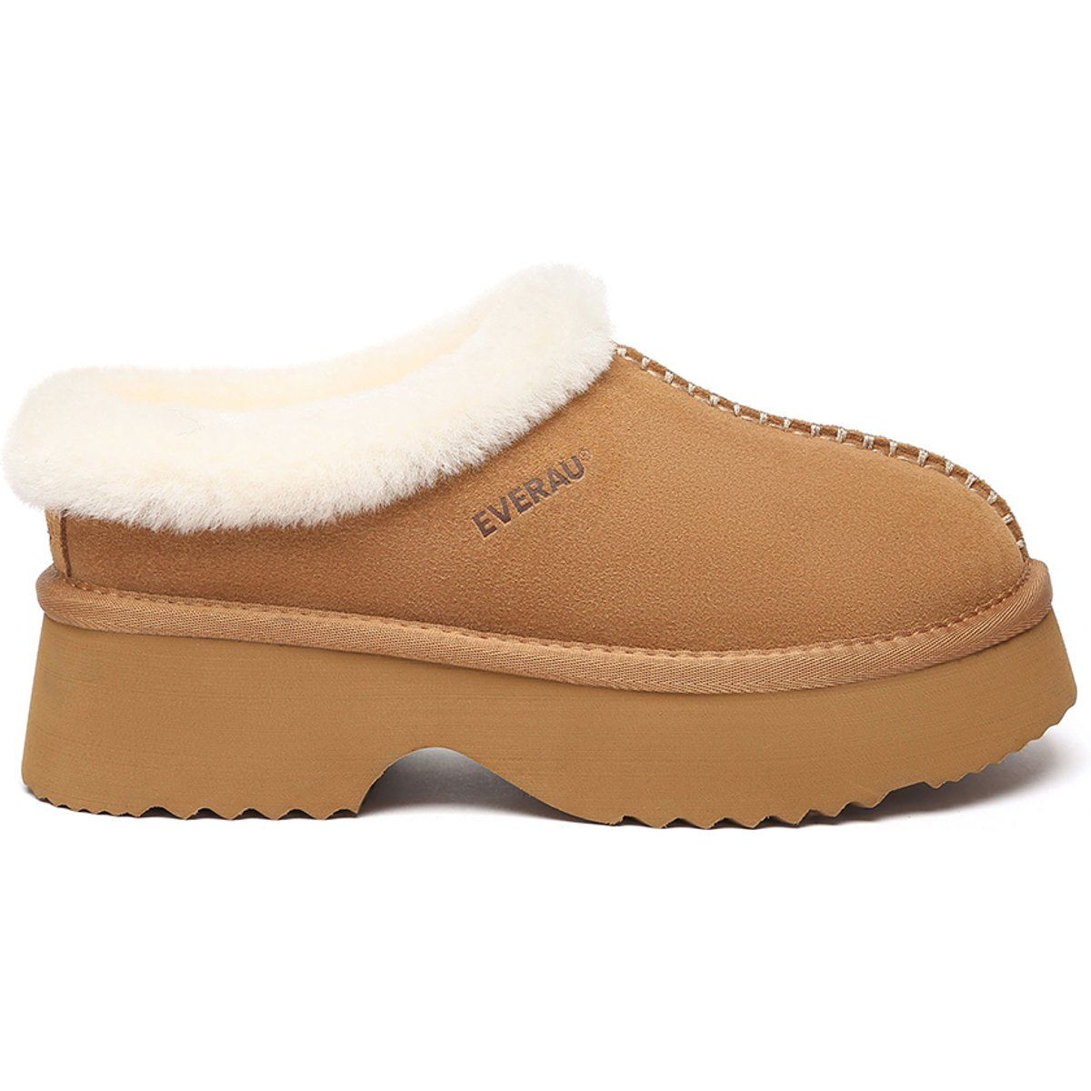 Shearling Plateau Clog Hausschuhe