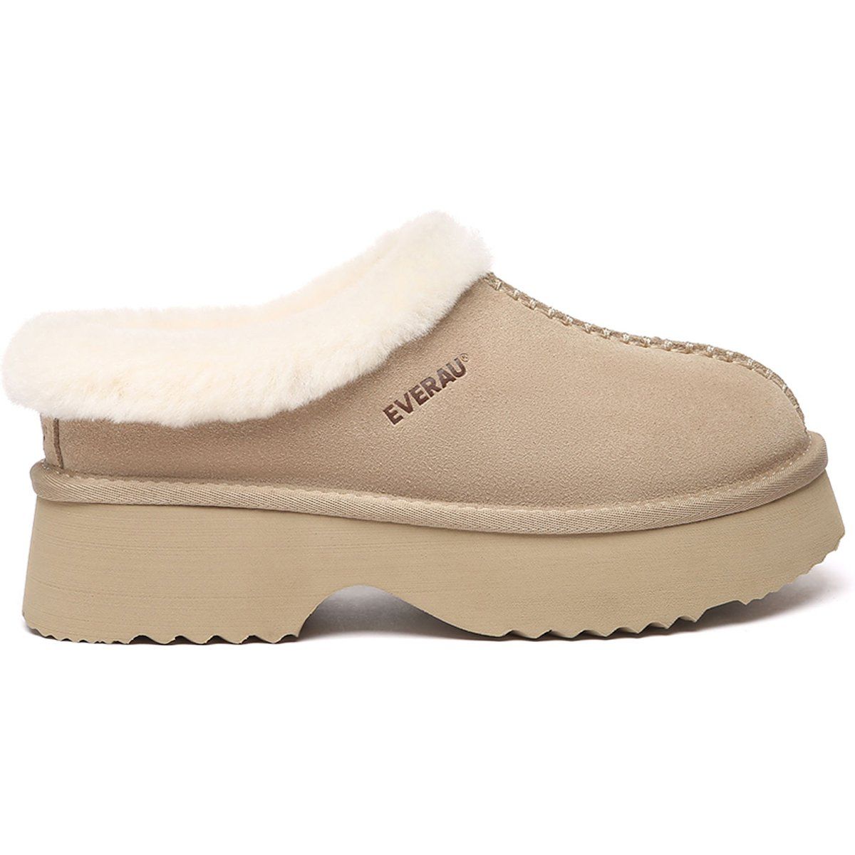 Plattform-Hausschuhe mit Shearling und Wollfutter