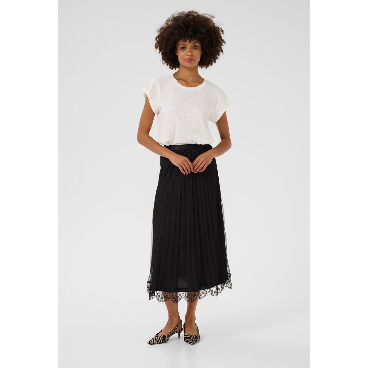Eleganter Plissee-Midirock mit Spitze