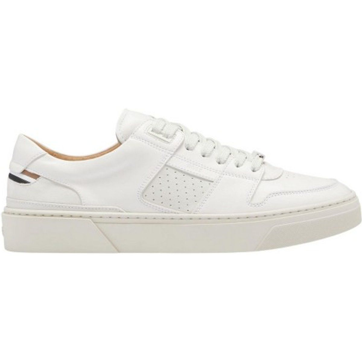 Weiße Leder-Tennisschuhe mit niedrigem Schaft