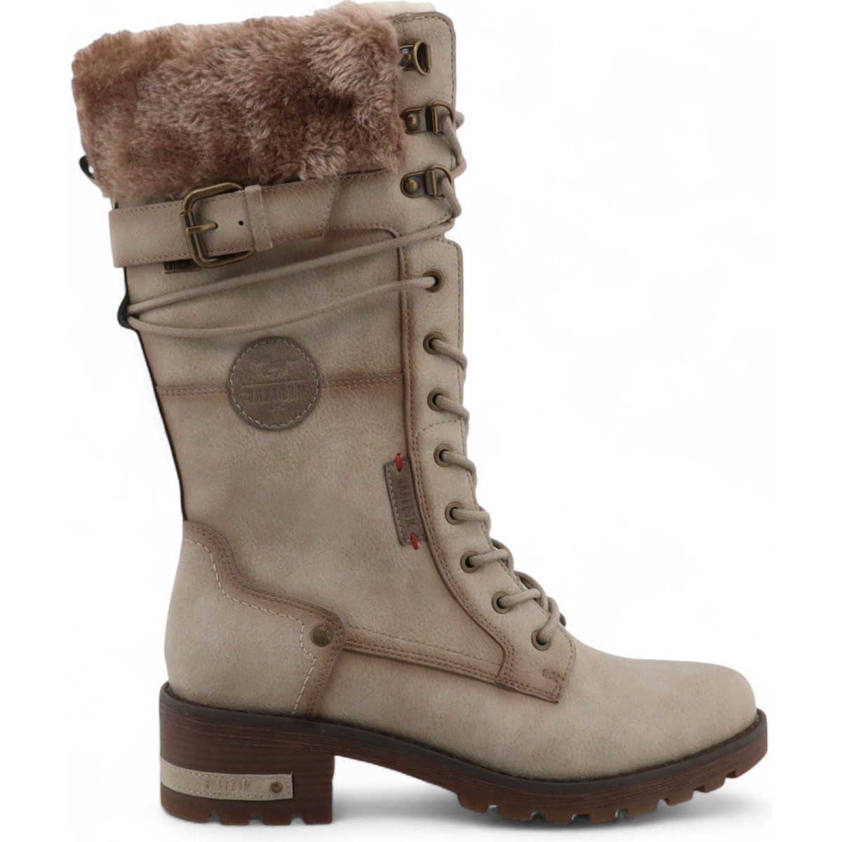 Schnür-Kampfstiefel mit Kunstfell-Futter