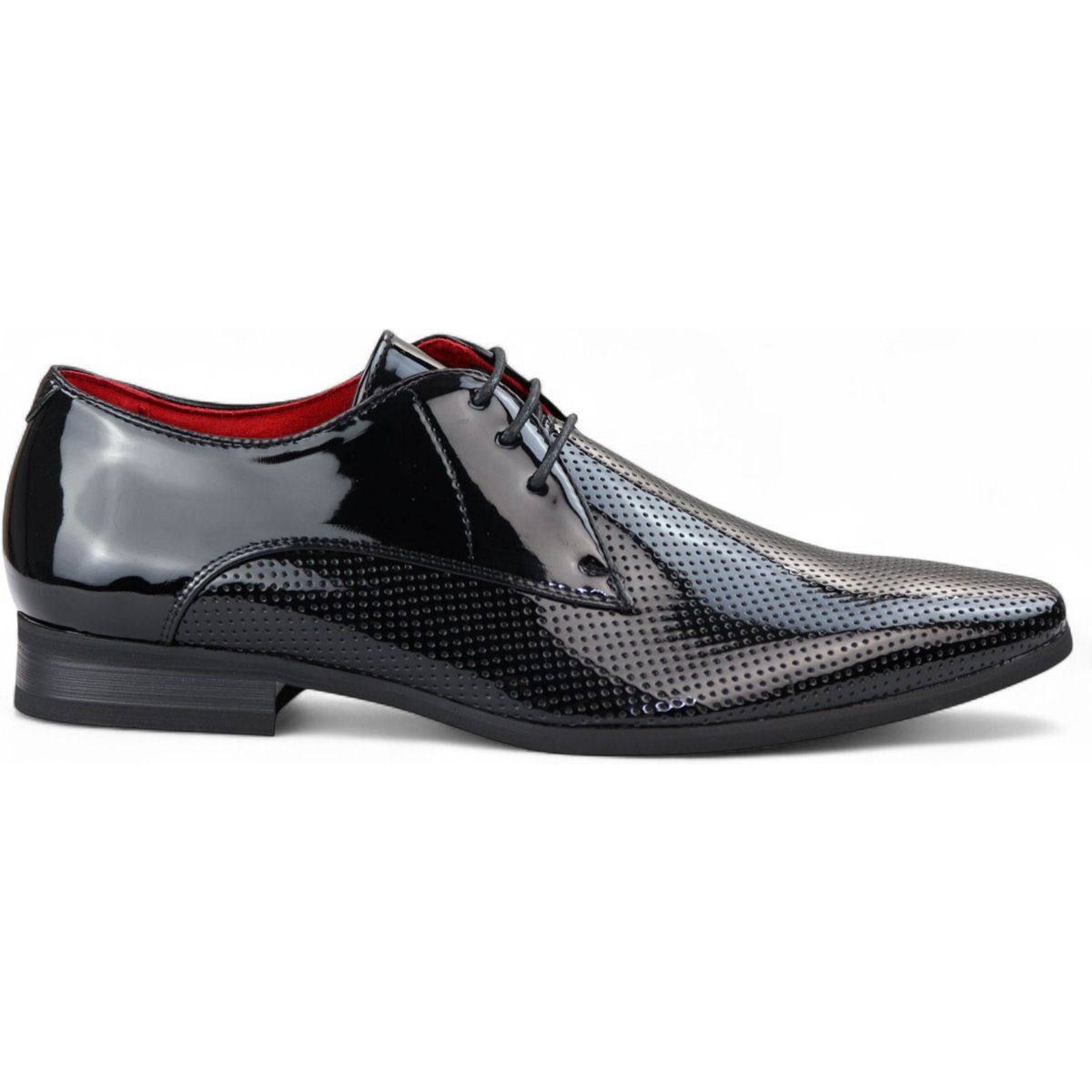 Schwarze Oxford-Schnürschuhe aus Lackleder für Herren