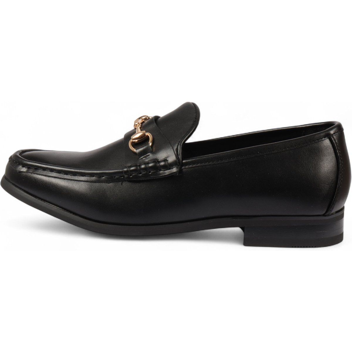 Schwarzer Leder Loafer mit goldener Schnalle
