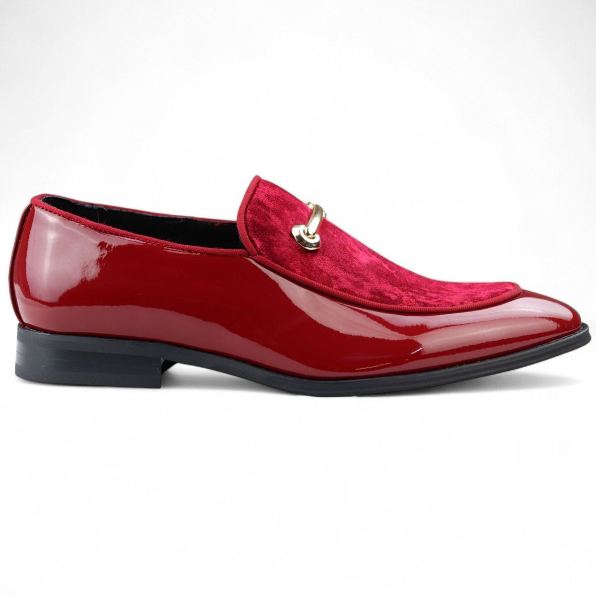 Herren Burgunderrot Lackleder Slipper
