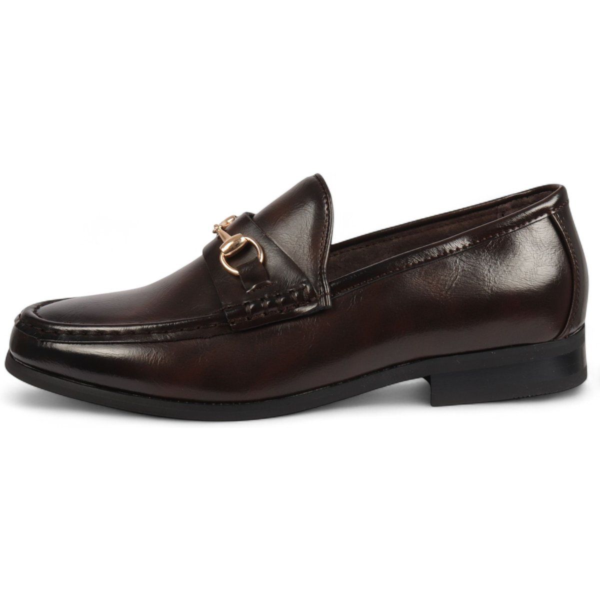 Braune Herren-Loafer mit goldener Schnalle