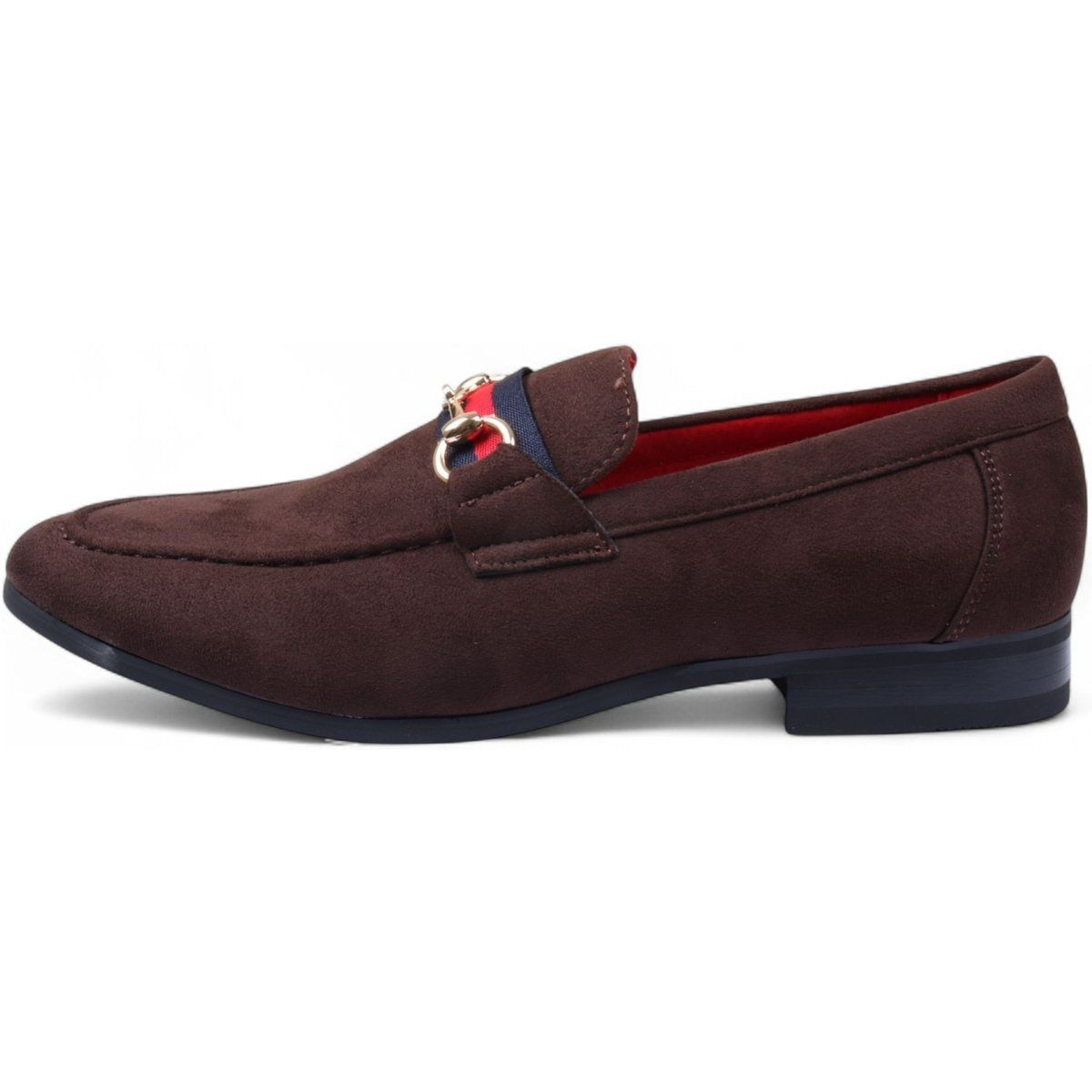Braune Wildleder-Loafer mit goldener Schnalle