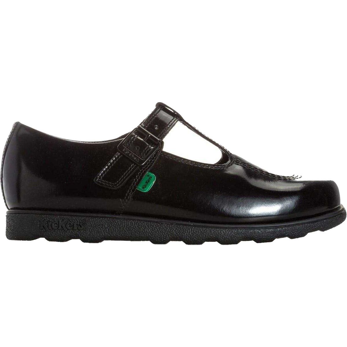 Schwarze T-Spangen Schuhe aus Lackleder