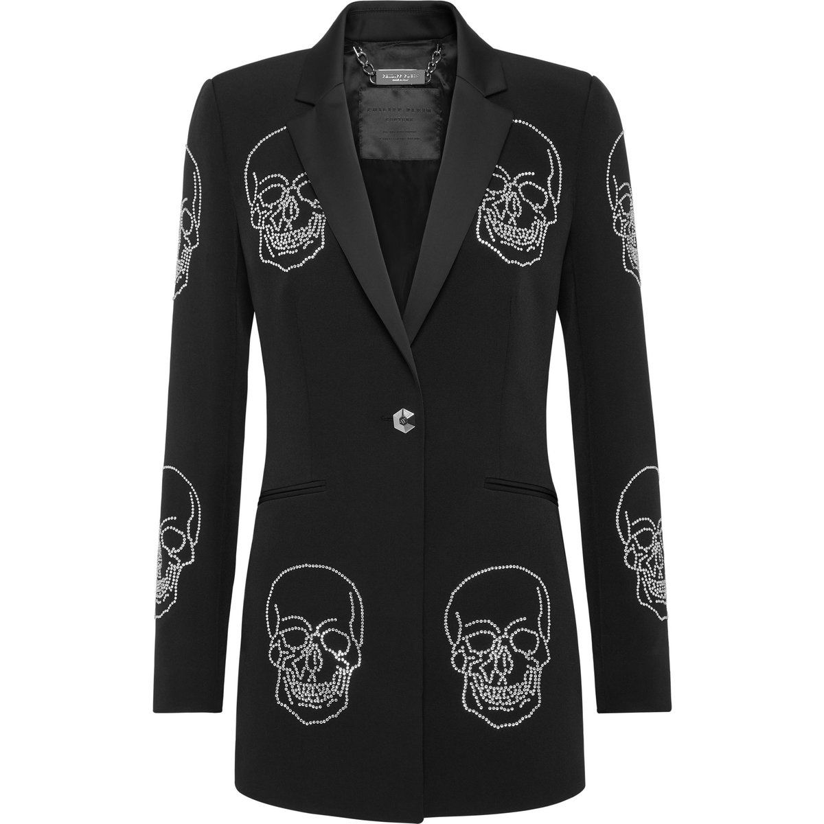 Extravagantes Blazer mit Strass-Totenkopf-Verzierung