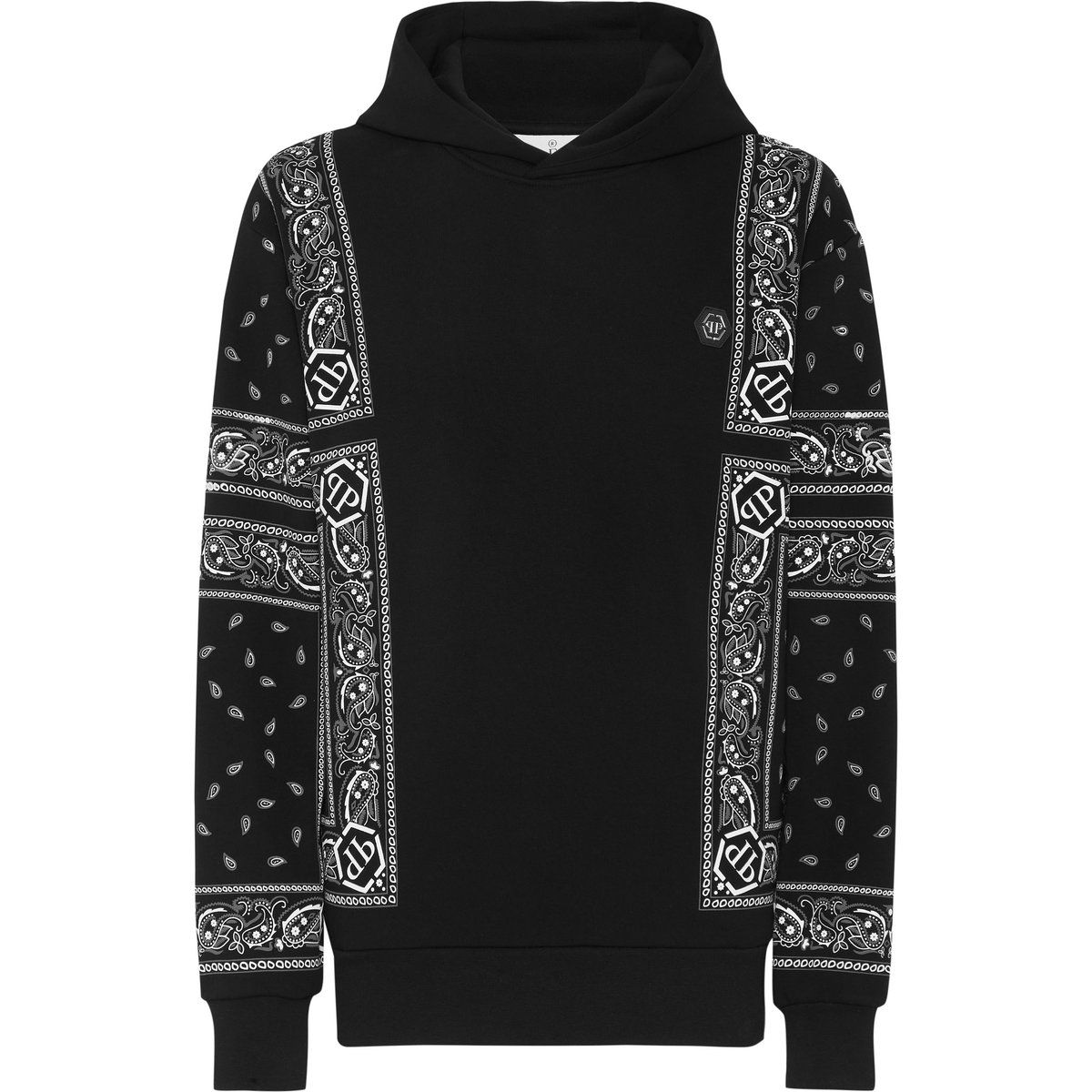 Oversized Fleece-Hoodie mit Paisley-Print