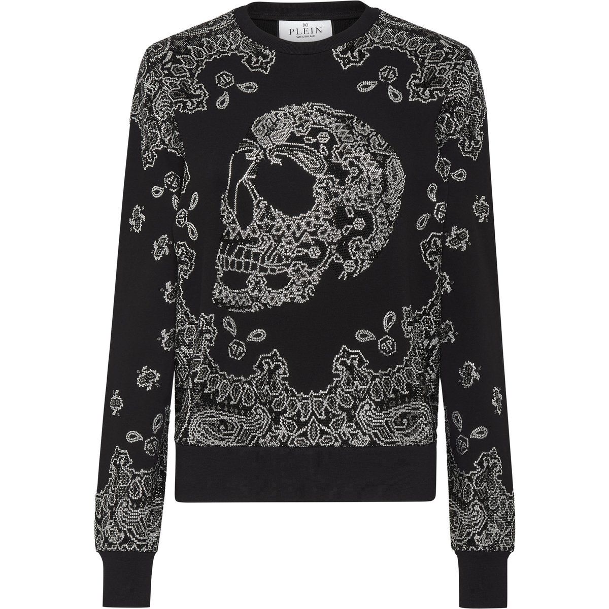 Baumwoll-Sweatshirt mit Paisley-Schädelprint