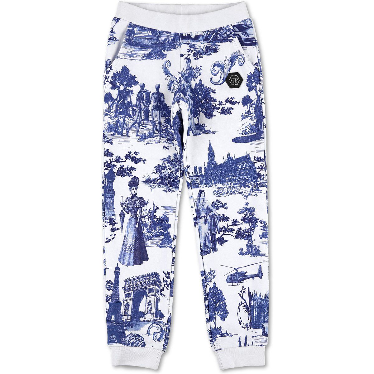 Illustrierte Jogginghose mit Toile-de-Jouy-Druck