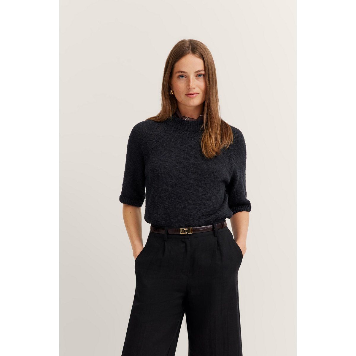 Damen Sommer Strickoberteil aus Baumwoll-Leinen