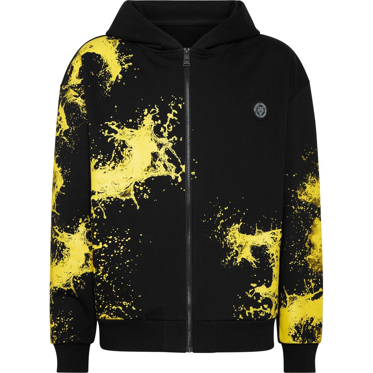 Kapuzenpullover mit abstraktem Splash-Print und Reißverschluss