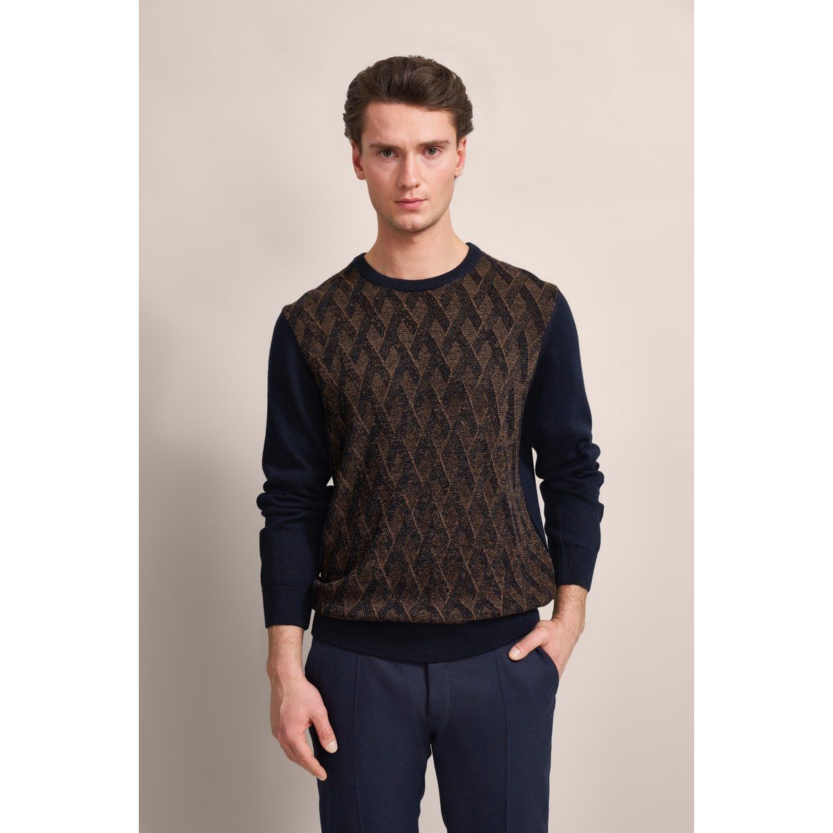 Herren Strickpullover mit Rautenmuster