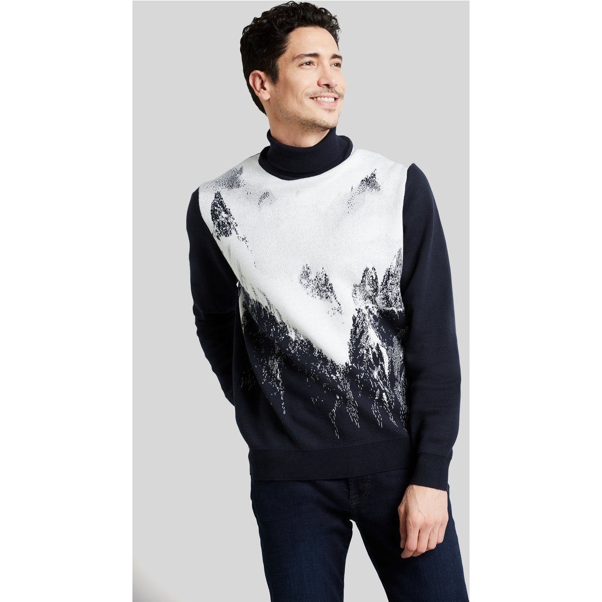 Rollkragenpullover mit Bergmotiv