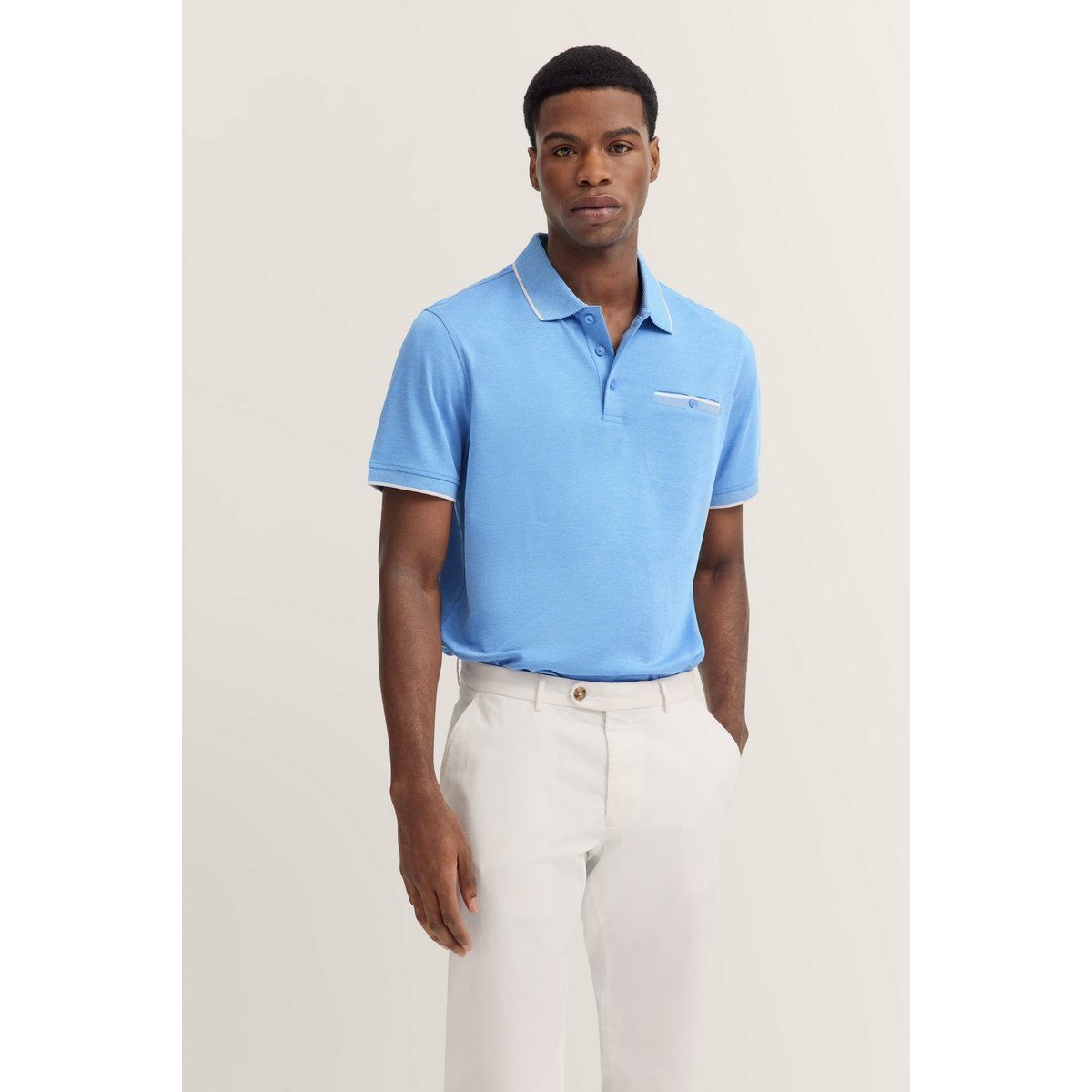Herren-Piqué-Poloshirt mit Tasche