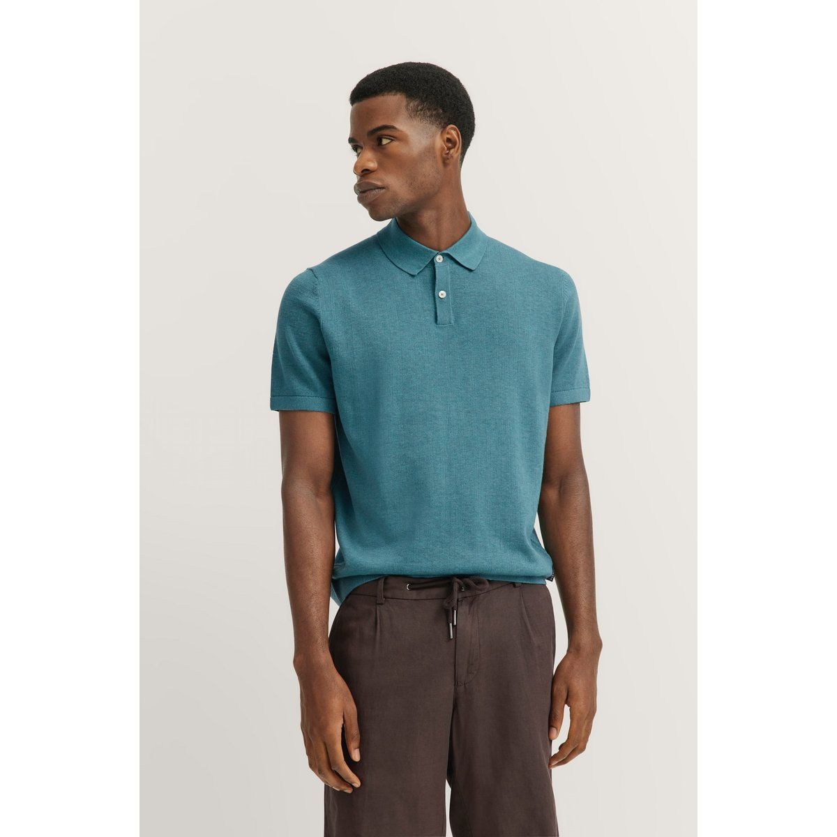 Feines Strick Kurzarm Poloshirt