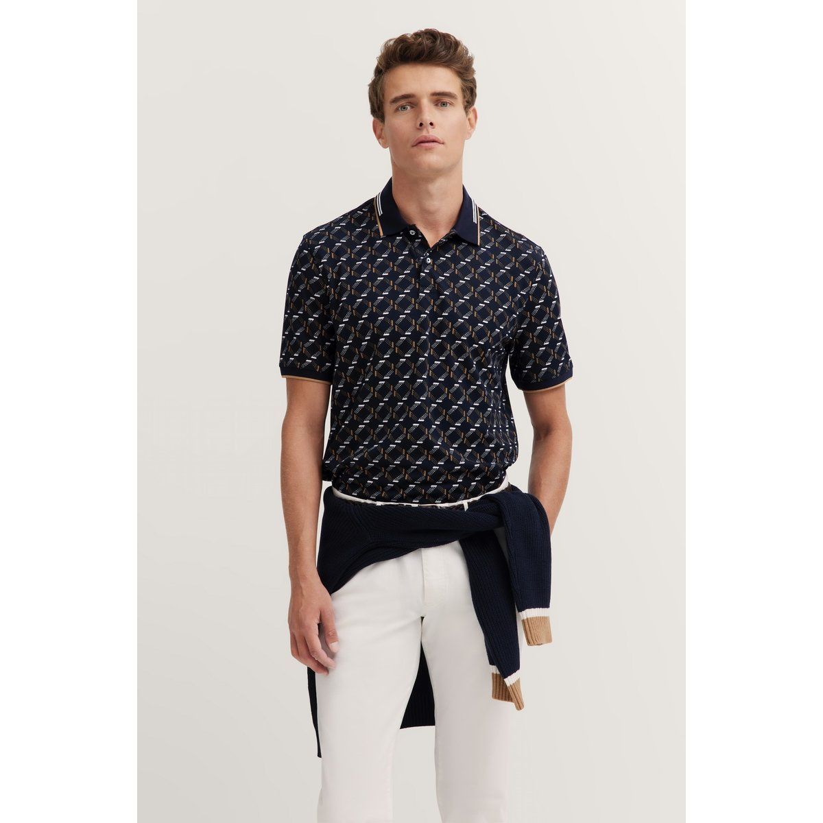 Gemustertes Poloshirt aus Baumwollmischung