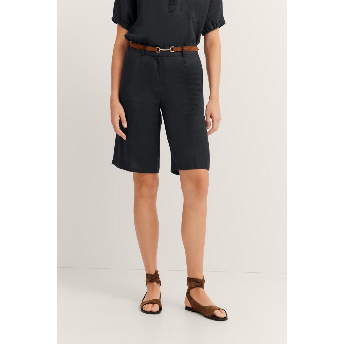 Damen Leinen Bermuda Shorts