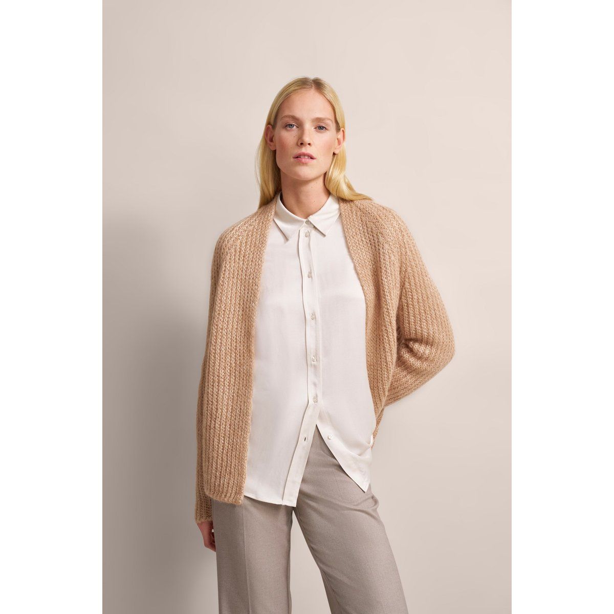Zweifarbiger Cardigan aus Alpakawollmischung