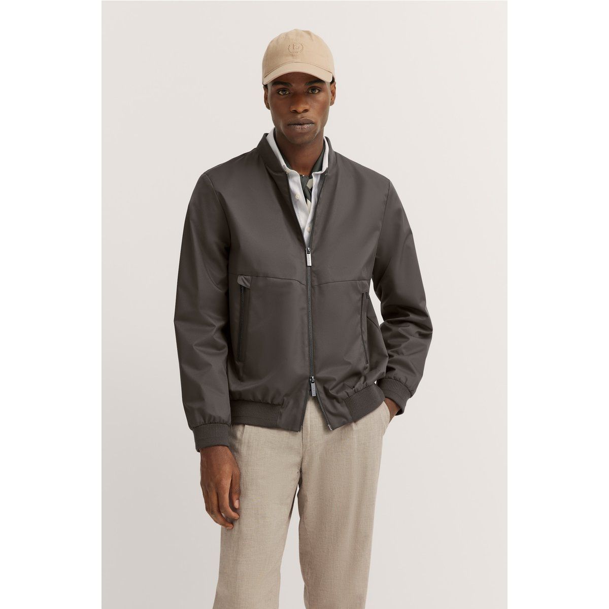 Herren Klassische Bomberjacke mit Rippkragen