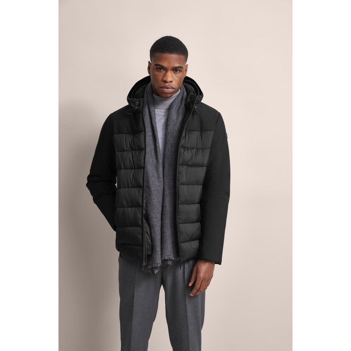 Herren Hybrid Steppjacke mit Kapuze
