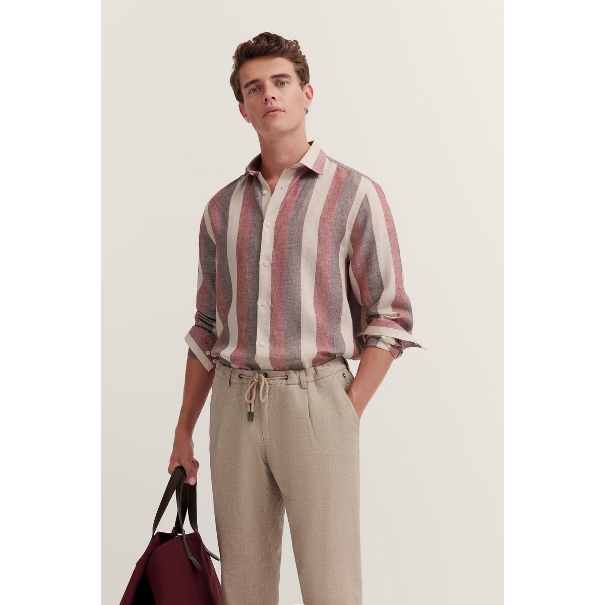 Gestreiftes Leinenhemd in Casual Fit