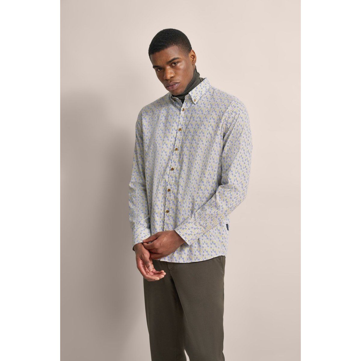 Bedrucktes Oxfordhemd mit Button-Down-Kragen